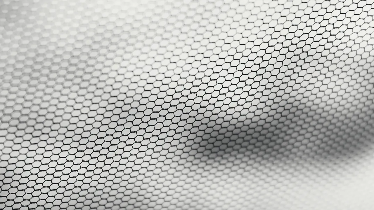 Gros plan d’une maille alvéolaire hexagonale.